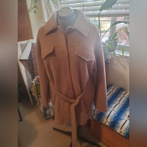 Topshop wool blend belted "shacket"